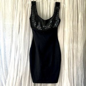 ⭐️ Bombshell black bodycon tank mini dress sequin bust women M